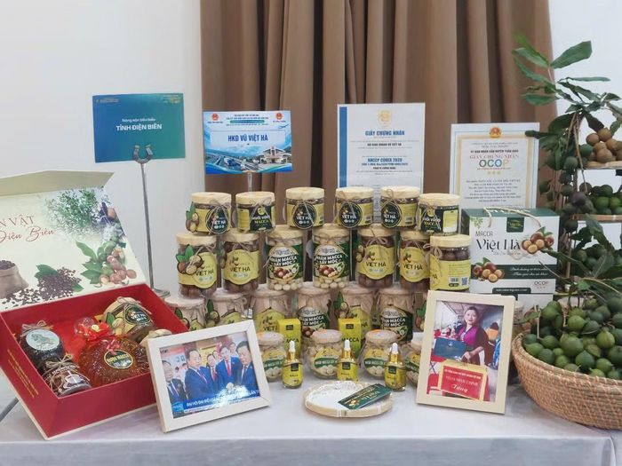 Các sản phẩm OCOP tiêu biểu của tỉnh Điện Biên được giới thiệu gắn liền với mã truy xuất nguồn gốc và thông tin thanh toán điện tử. (Ảnh: MAI HUYÊN-THU HẰNG)