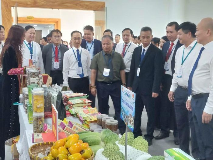 Các đại biểu tham quan các gian hàng trưng bày sản phẩm và trải nghiệm phương thức thanh toán số tại phiên chợ. (Ảnh: MAI HUYÊN-THU HẰNG)