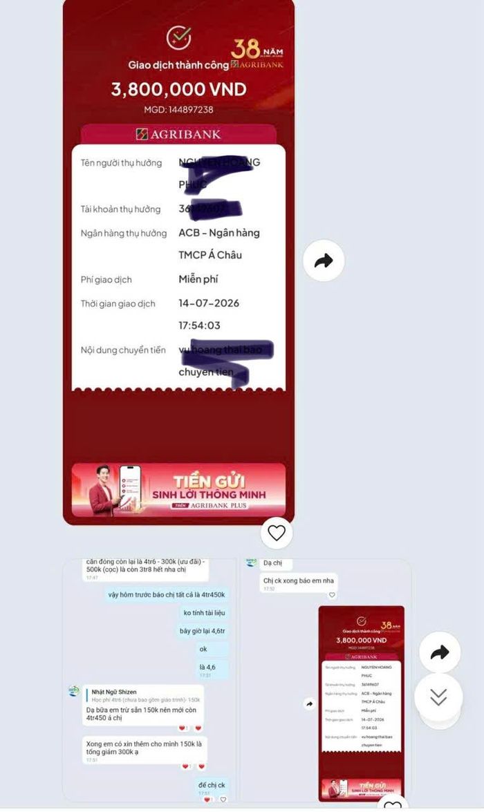  Nhiều phụ huynh đã đóng tiền trọn khóa học tại Nhật ngữ Shizen nhưng trung tâm này đột ngột mất tích. Ảnh: Phụ huynh cung cấp 