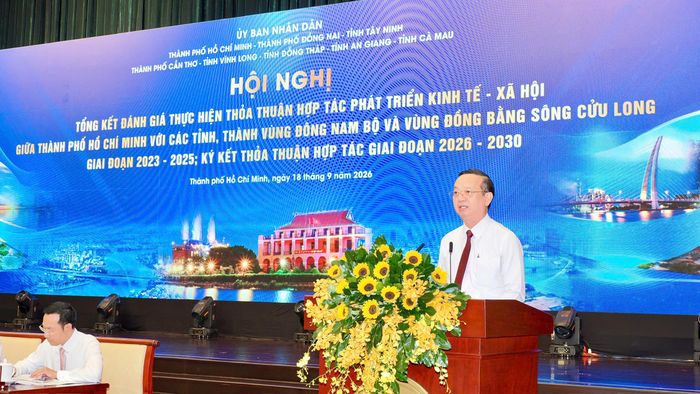  Phó Chủ tịch UBND TPHCM Bùi Minh Thạnh phát biểu tại hội nghị. Ảnh: Hoàng Hùng 