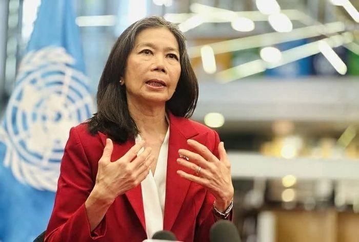 Điều phối viên thường trú LHQ tại Việt Nam Pauline Tamesis trả lời phỏng vấn TG&VN. (Ảnh: Anh Đức)