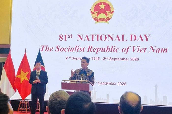 Phát biểu tại buổi lễ, Bộ trưởng Y tế Indonesia, Budi Gunadi Sadikin, gửi lời chúc mừng nồng nhiệt nhất tới Chính phủ và nhân dân Việt Nam nhân dịp kỷ niệm 81 năm Quốc khánh. (Nguồn: Đại sứ quán Việt Nam tại Indonesia)