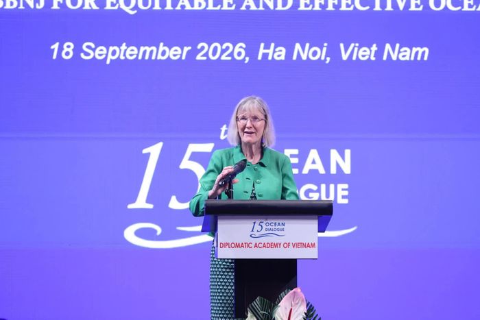 Đại sứ Australia tại Việt Nam Gillian Bird phát biểu tại Đối thoại. (Ảnh: Thành Long)