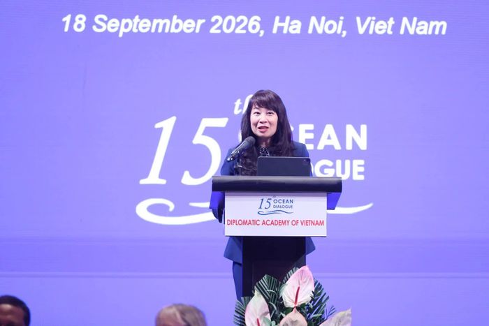 PGS. TS. Nguyễn Thị Lan Anh, Phó Giám đốc Học viện Ngoại giao, phát biểu khai mạc tại Đối thoại Biển lần thứ 15. (Ảnh: Thành Long)
