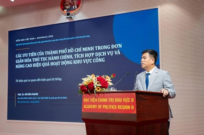 Bài tham luận của PGS. TS. Võ Hữu Phước, Trưởng Khoa Kinh tế, Xã hội và Môi trường, Học viện Chính trị khu vực II. (Nguồn: BTC)