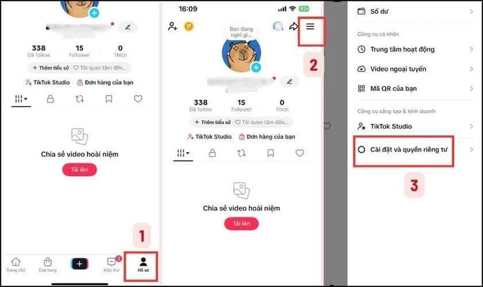 Truy cập phần quản lý tài khoản.