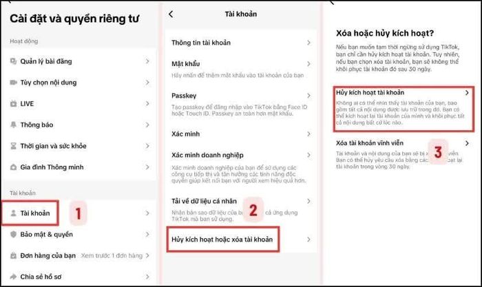 Gửi yêu cầu xóa tài khoản.