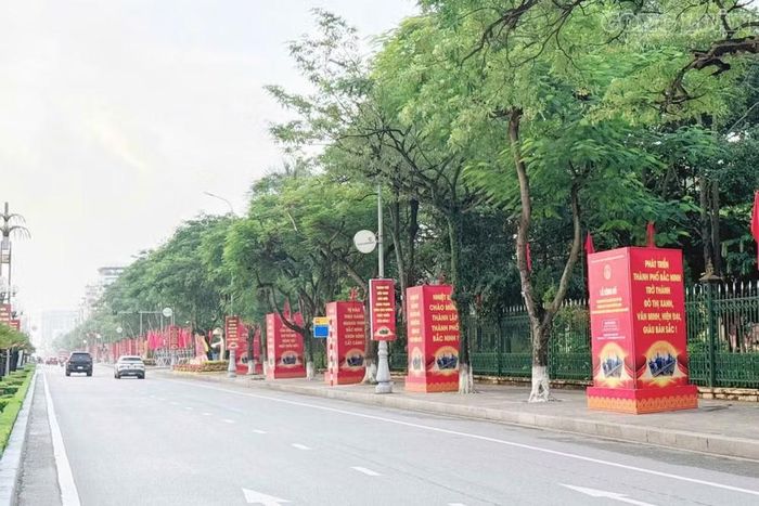 Pano được bố trí trên tuyến đường trung tâm. Ảnh: Thanh Thắng