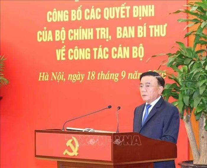 Ông Trần Cẩm Tú, Uỷ viên Bộ Chính trị, Thường trực Ban Bí thư, phát biểu chỉ đạo tại hội nghị. Ảnh: Phương Hoa/TTXVN.