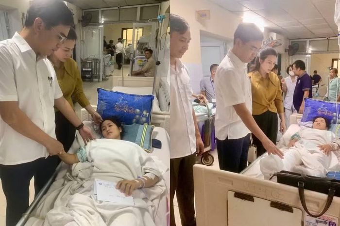 Cô giáo Hoàng Thị Hiền điều trị trong bệnh viện. Ảnh: Tiền Phong.