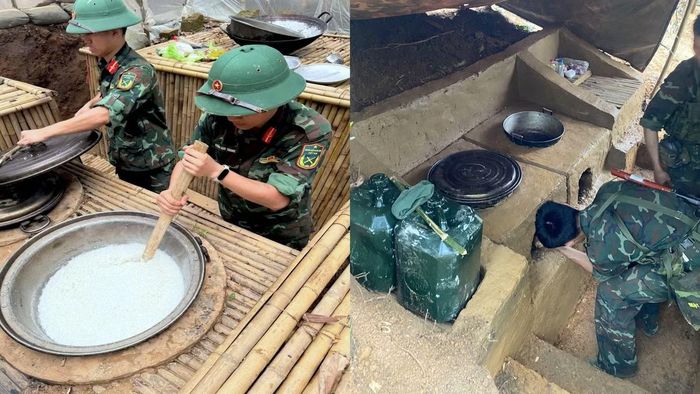 Học viên trong Quân đội thực hành chế biến món ăn trên bếp Hoàng Cầm.