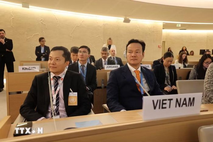 Đại sứ Mai Phan Dũng - Trưởng Phái đoàn Việt Nam tại Geneva tham dự phiên khai mạc Hội đồng Nhân quyền Liên hợp quốc khóa 58, tháng 2/2025. (Ảnh: Anh Hiển/TTXVN)