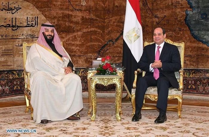 Thái tử Saudi Arabia Mohammed bin Salman và Tổng thống Ai Cập Abdel Fattah el-Sisi. Ảnh: Tân Hoa Xã