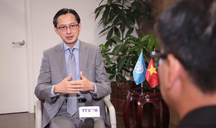 Đại sứ Đỗ Hùng Việt trả lời phỏng vấn phóng viên thường trú TTXVN tại New York.