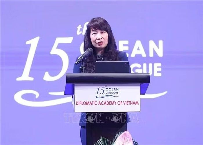 PGS.TS. Nguyễn Thị Lan Anh Phó Giám đốc Học viện Ngoại giao Việt Nam phát biểu khai mạc. Ảnh: An Đăng/TTXVN