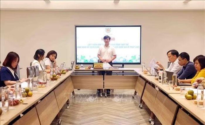 Hội thảo lấy ý kiến góp ý dự thảo Nghị định thay thế Nghị định số 52/2015/NĐ-CP về cơ sở Dữ liệu quốc gia về pháp luật. Ảnh: Phạm Kiên/TTXVN