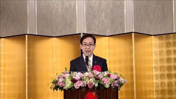 Thứ trưởng Bộ Ngoại giao Nhật Bản Namazu Hiroyuki phát biểu chào mừng sự kiện. Ảnh: Bùi Hà/TTXVN
