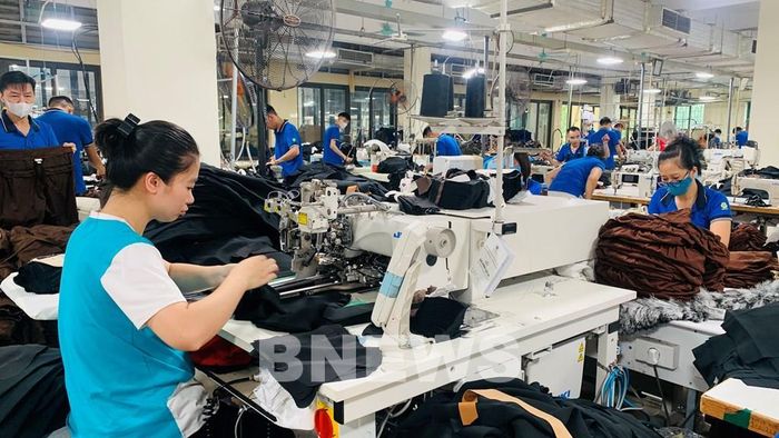 Công nhân của Tổng Công Ty May Hưng Yên làm đơn hàng xuất khẩu các nước châu Âu. Ảnh: Hằng Trần/Bnews/Vnanet.vn
