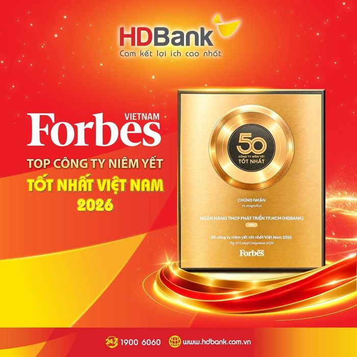 HDBank tiếp tục vào Top 50 Công ty niêm yết tốt nhất Việt Nam 2026. Ảnh: Bnews phát