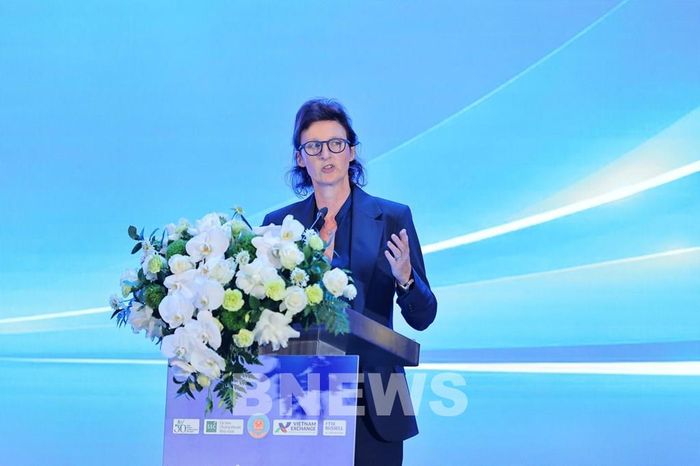 Bà Fiona Bassett, Tổng Giám đốc FTSE Russell, phát biểu. Ảnh: Văn Giáp/Bnews/vnanet.vn