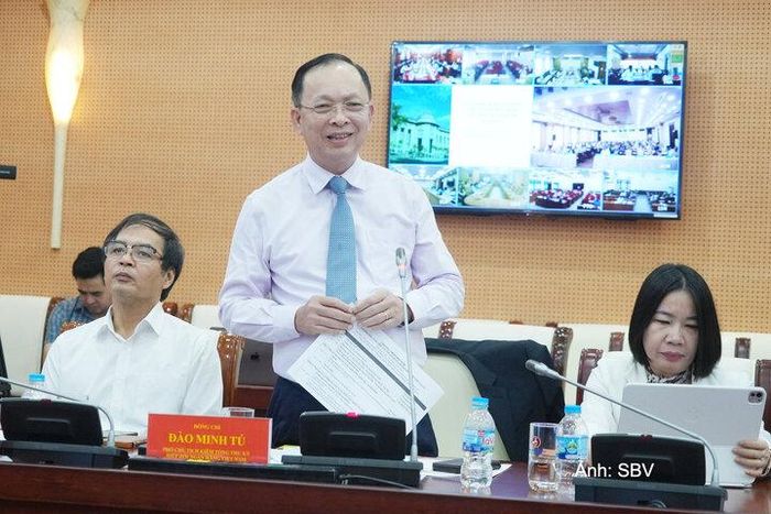 TS. Đào Minh Tú, Phó Chủ tịch kiêm Tổng Thư ký Hiệp hội Ngân hàng Việt Nam phát biểu tại hội nghị.