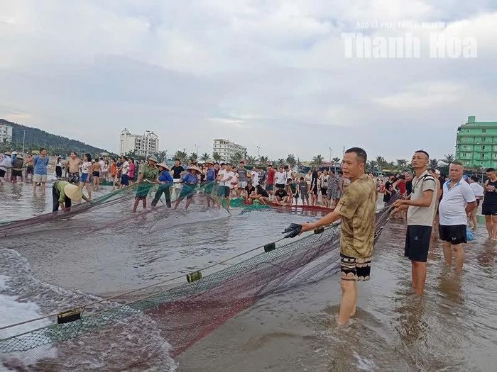 Du khách tham gia kéo rùng cùng ngư dân.