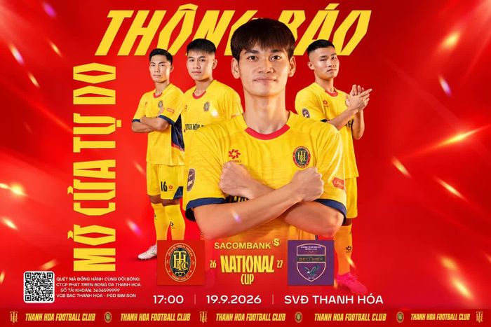 Đội bóng xứ Thanh thông báo mở cửa tự do ở trận đấu ngày 19/9.