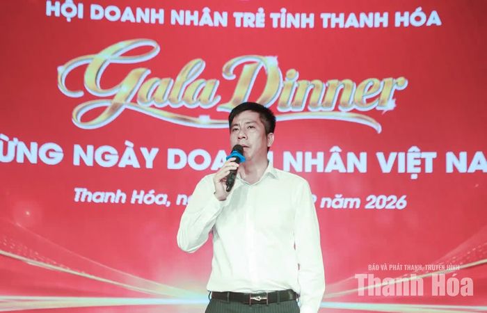 Chủ tịch Hội Doanh nhân trẻ tỉnh Thanh Hóa Nguyễn Văn Tuấn phát biểu tại chương trình.