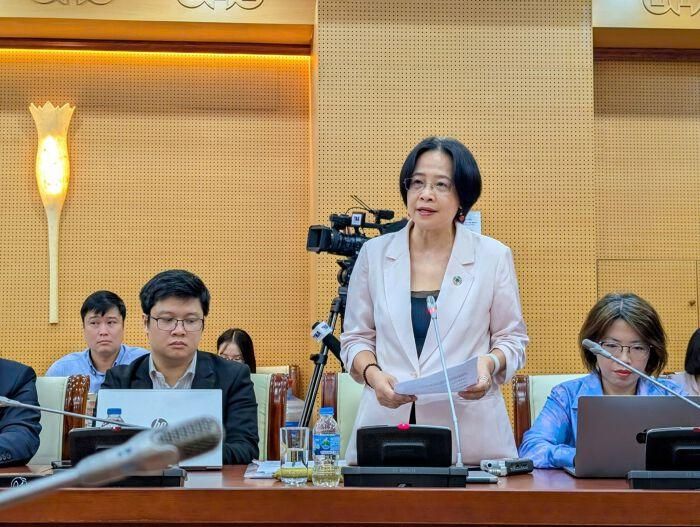  Bà Nguyễn Thị Lan Hương, đại diện Hội Doanh nghiệp trẻ Việt Nam   phát biểu tại Hội nghị. Ảnh: T.D