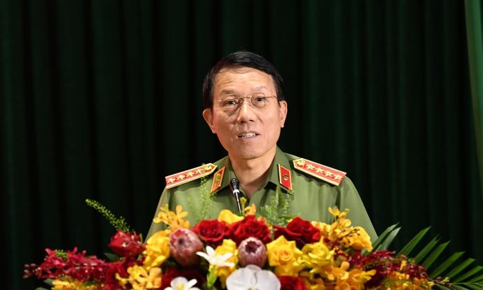  Đại tướng Lương Tam Quang phát biểu giao nhiệm vụ cho lực lượng công an Bắc Ninh. 