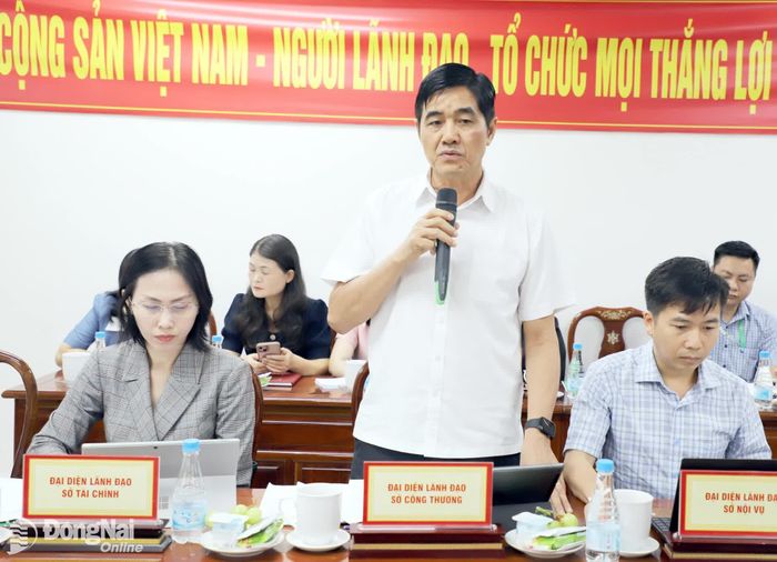 Đại diện lãnh đạo Sở Công thương phát biểu. Ảnh: My Ny
