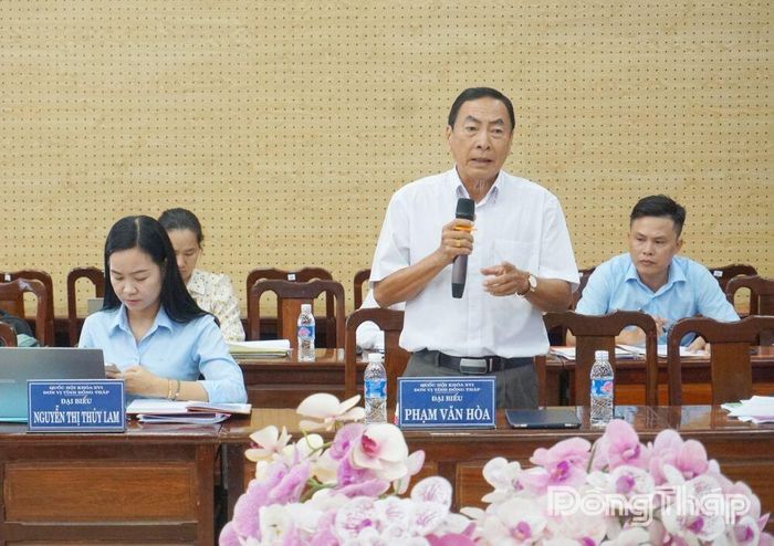 Đại biểu Phạm Văn Hòa, Đoàn đại biểu Quốc hội tỉnh Đồng Tháp phát biểu đóng góp ý kiến.