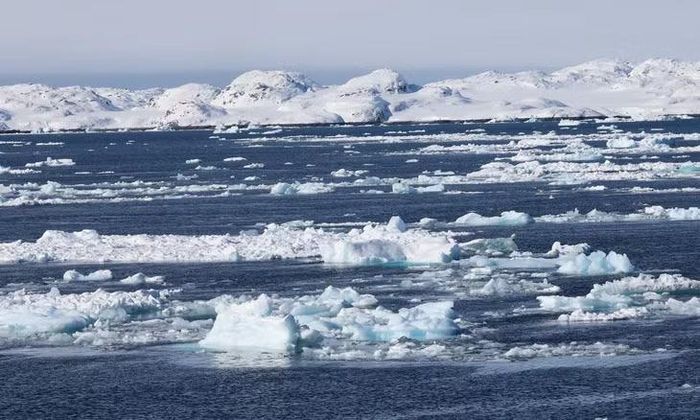Băng trôi nổi trên vịnh hẹp ở Nuuk, Greenland. Ảnh: Reuters