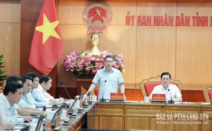Đồng chí Đoàn Thanh Sơn, Phó Chủ tịch UBND tỉnh phát biểu tại phiên họp