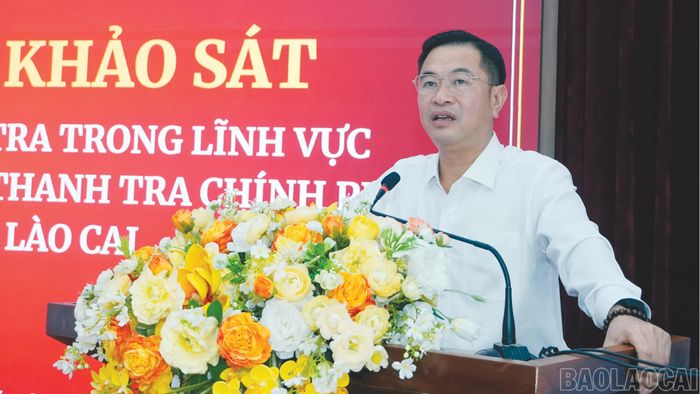 Đồng chí Nguyễn Trung Triều - Chánh Thanh tra tỉnh phát biểu khai mạc.