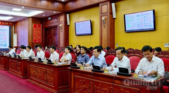Các đại biểu tham dự hội nghị tại điểm cầu tỉnh Quảng Trị - Ảnh: H.N