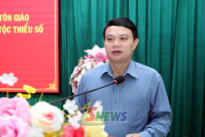 Đồng chí Phó Chủ tịch UBND tỉnh phát biểu tại hội nghị.