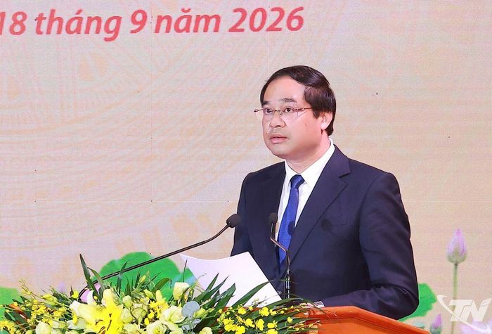 Đồng chí Bí thư Tỉnh ủy Trịnh Xuân Trường phát biểu tại Lễ kỷ niệm.