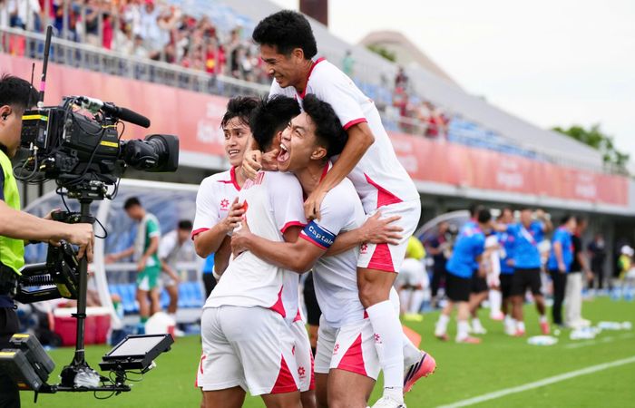 Các cầu thủ U23 Việt Nam ăn mừng bàn thắng vào lưới Philippines (Ảnh: Vietcontent).