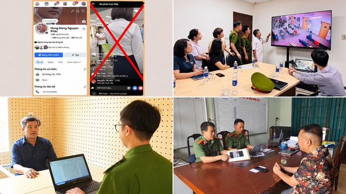 Lực lượng Công an tỉnh Phú Thọ phối hợp với Bệnh viện Hữu nghị Lạc Việt xác minh, làm rõ hành vi phát trực tiếp gây rối, đưa thông tin sai sự thật trên mạng xã hội. Ảnh: Công an tỉnh Phú Thọ.