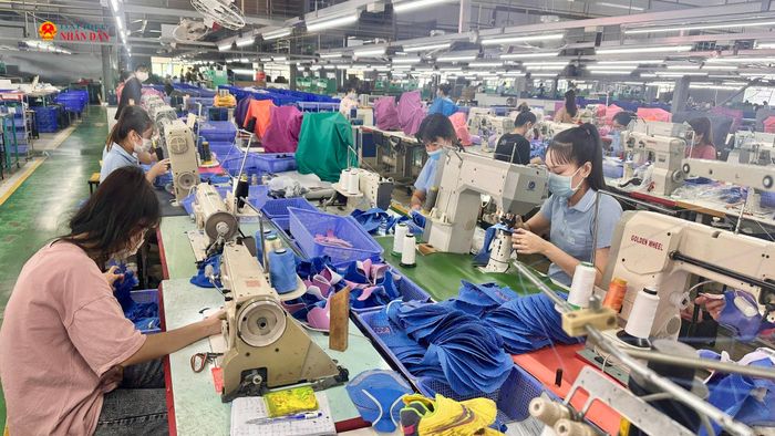 Công nhân đang làm việc tại một doanh nghiệp ở KCN Hàm Hiệm II. Ảnh: Duy Tuấn