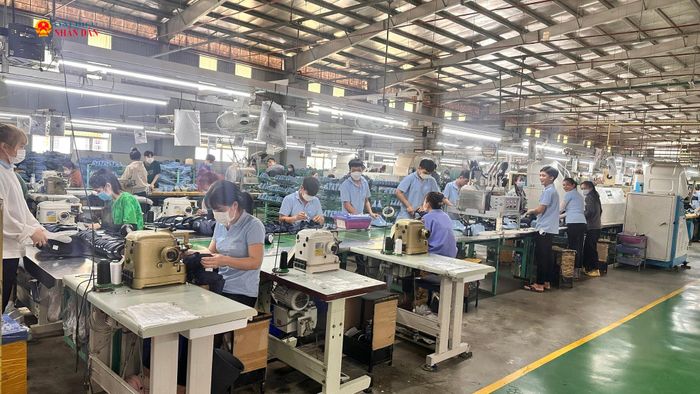 Công nhân đang làm việc tại một doanh nghiệp ở KCN Hàm Hiệm II. Ảnh: Duy Tuấn