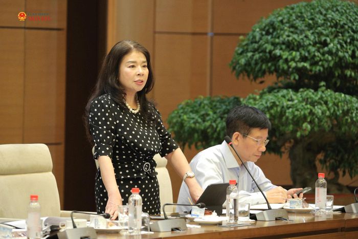 Phó Chủ nhiệm Văn phòng Quốc hội Lê Thu Hà phát biểu tại cuộc họp. Ảnh: Hồ Long