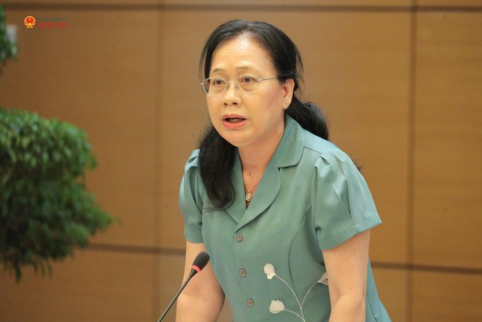 Phó Chủ nhiệm Văn phòng Quốc hội Nguyễn Thị Thúy Ngần phát biểu tại cuộc họp. Ảnh: Hồ Long