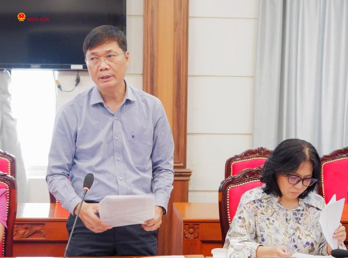 Phó Giám đốc BHXH thành phố Nguyễn Quốc Thanh phát biểu. Ảnh: Hoa Lê