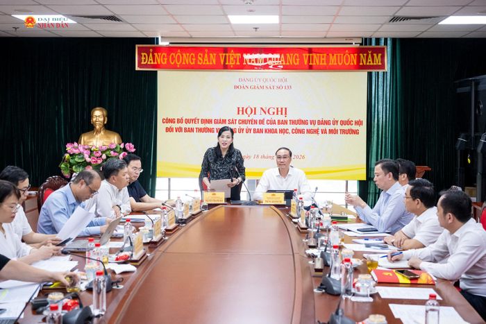 Bí thư Đảng ủy, Chủ nhiệm Ủy ban Khoa học, Công nghệ và Môi trường Nguyễn Thanh Hải phát biểu