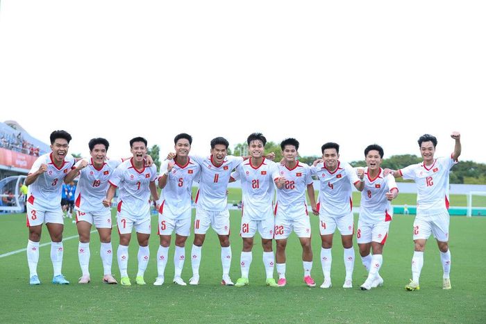 Niềm vui chiến thắng của các cầu thủ U23 Việt Nam. Ảnh: Hoàng Hồ