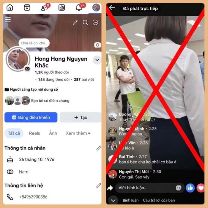 Trang cá nhân facebook Nguyễn Khắc Hồng thực hiện livestream tại Bệnh viện Hữu nghị Lạc Việt.