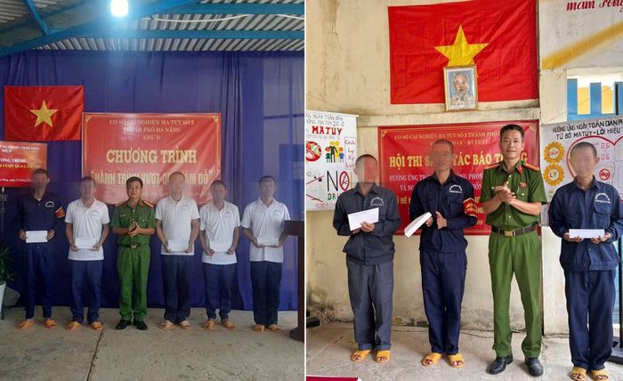 Chỉ huy Cơ sở cai nghiện ma túy số 2 tặng quà động viên các học viên có hoàn cảnh khó khăn.