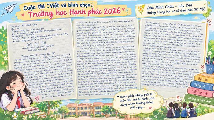 Bài thi "Trang nhật ký mang tên cô" được đăng tải trên Diễn đàn trẻ em Việt Nam.
